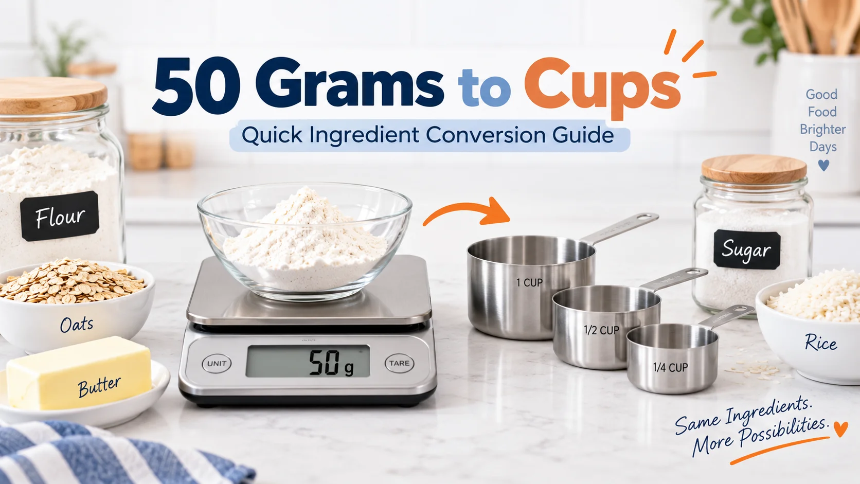 50 grams to cups