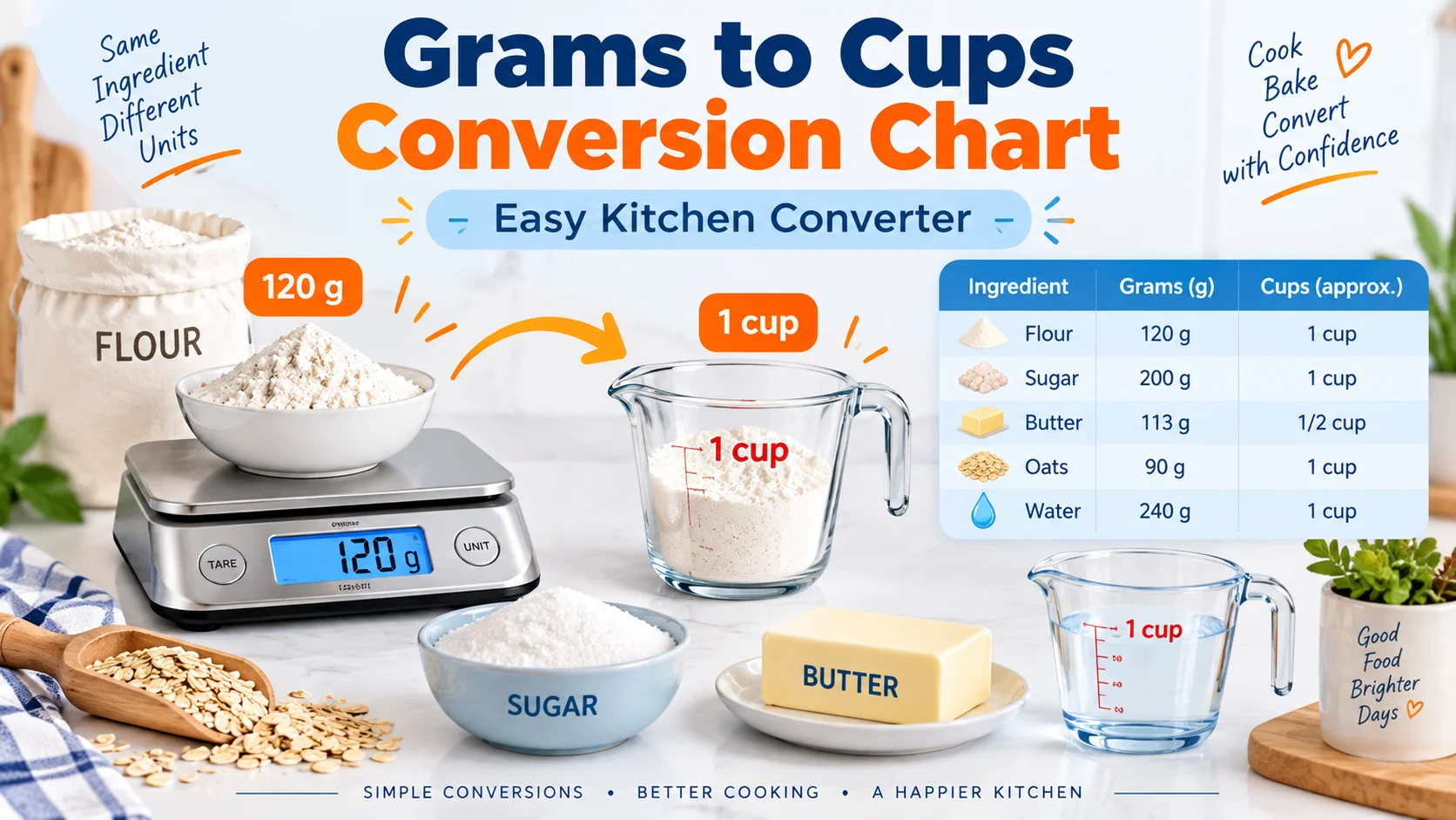 grams to cups conversion chart